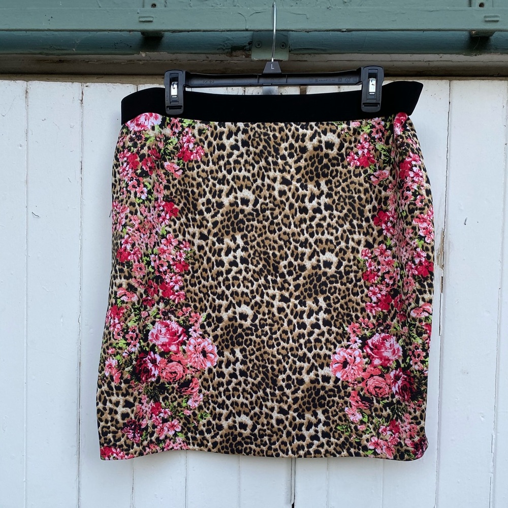 Cheetah Print and Floral Skirt